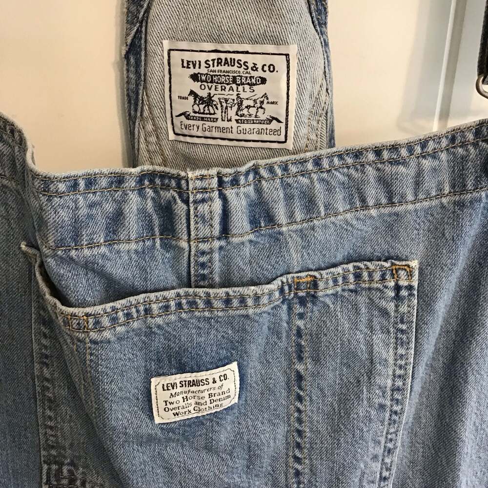 Levi's Womens Vintage Style Denim Shortalls Large Retro 90s Carpenter - Picture 8 of 13